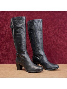 Born Women Modern Western Boho Zip Round Toe Knee Heel Boots 8US EUR39